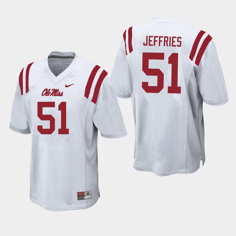 Eric Jeffries Ole Miss Rebels NCAA Men's White #51 Stitched Limited College Football Jersey NFJ8158RG